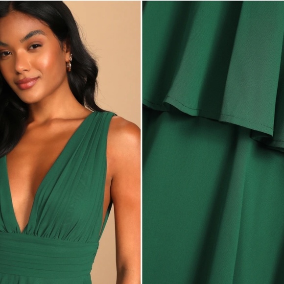 LULUS Sexy Prom Wedding Bridesmaid Tiered Ruffles Boho Flowy Maxi Dress - Picture 4 of 5